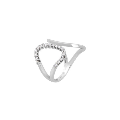 18K White Gold Diamond Cuff Ring // Ring Size: 6.75 // New