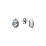 18K White Gold Diamond Teardrop Stud Earrings // New