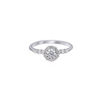 18K White Gold Diamond Halo Ring // Ring Size: 6.75 // New