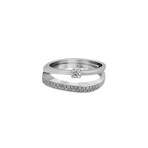 18K White Gold Diamond Double Band Ring // Ring Size: 6.5 // New