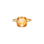 18K Yellow Gold Citrine + Diamond Ring // Ring Size: 5.75 // New