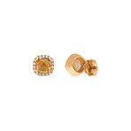 18K Yellow Gold Diamond Stud Earrings // New