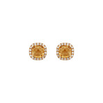 18K Yellow Gold Diamond Stud Earrings // New