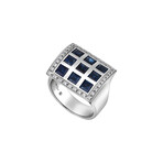 18K White Gold Diamond + Sapphire Ring // Ring Size: 7 // New