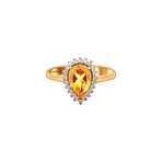 18K Yellow Gold Diamond Halo Ring // Ring Size: 6.5 // New