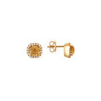 18K Yellow Gold Diamond Stud Earrings // New