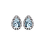 18K White Gold Diamond Teardrop Stud Earrings // New