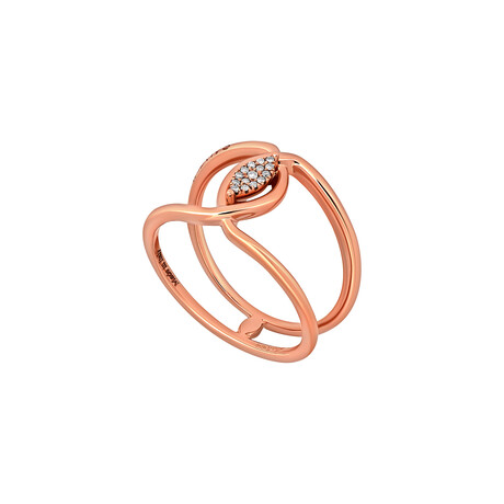 18K Rose Gold Diamond Hollow Ring // Ring Size: 6.5 // New