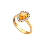 18K Yellow Gold Diamond Halo Ring // Ring Size: 6.5 // New