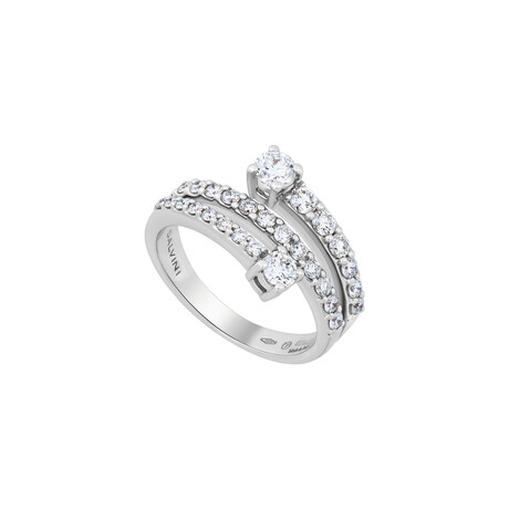 18K White Gold Diamond Spiral Ring // Ring Size: 6.5 // New