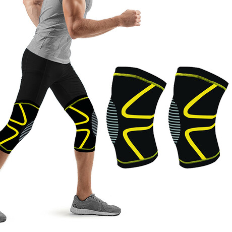 Unisex Knee Compression Sleeve With Gel // 1-Pair // Yellow (Medium)