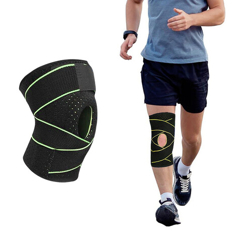 Copper-Infused Knee Compression Sleeve + Adjustable Straps // Green