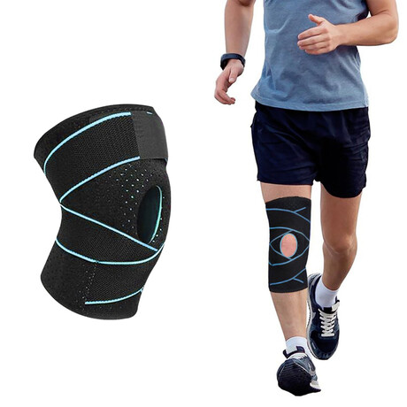 Copper-Infused Knee Compression Sleeve + Adjustable Straps // Blue