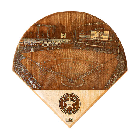 Laser Engraved Wood Plate // MLB Stadium // Houston Astros
