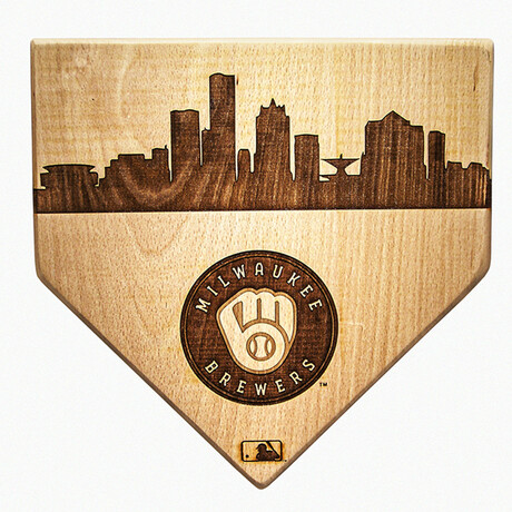 Laser Engraved Home Plate // Skyline Series // Milwaukee Brewers