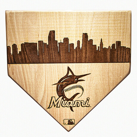 Laser Engraved Home Plate // Skyline Series // Miami Marlins