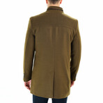 Mock Neck Button Up Over Coat // Green (XXL)