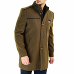 Mock Neck Button Up Over Coat // Green (S)
