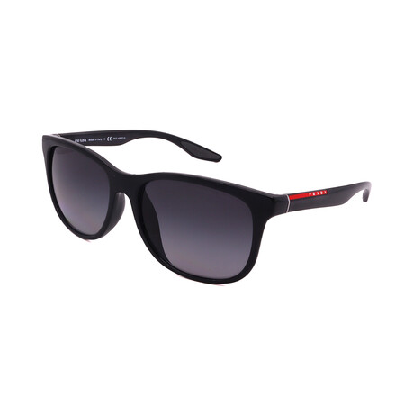 Prada Sport // Unisex PS03OSF-1AB5W1 Square Polarized Sunglasses // Black + Gray