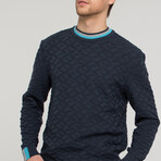 Theo Sweater // Navy + Turquoise (L)