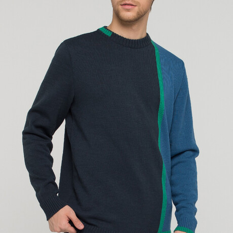 Hendrix Sweater // Navy + Denim + Green (XS)
