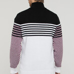 Leonardo Sweater // Black + White + Burgundy (XS)