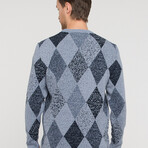 Elliot Sweater // Pale Blue + Navy (XL)