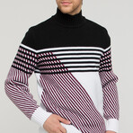 Leonardo Sweater // Black + White + Burgundy (M)