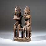 Genuine Dogon Wooden Statue // Seated Couple v.5