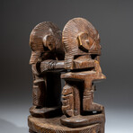 Genuine Dogon Wooden Statue // Seated Couple v.5