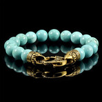 Turquoise Stone Bracelet + Gold Plated Stainless Steel Lobster Clasp // 10mm