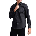 Woven Button Up Shirt // Black (Small)