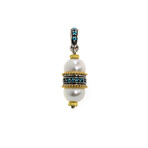 Konstantino // Sterling Silver + 18k Yellow Gold Pearl + Blue Spinel Pendant // Store Display