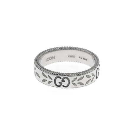 Gucci // Icon 18k White Gold + Enamel 4mm Ring // Ring Size: 3.75 // Store Display