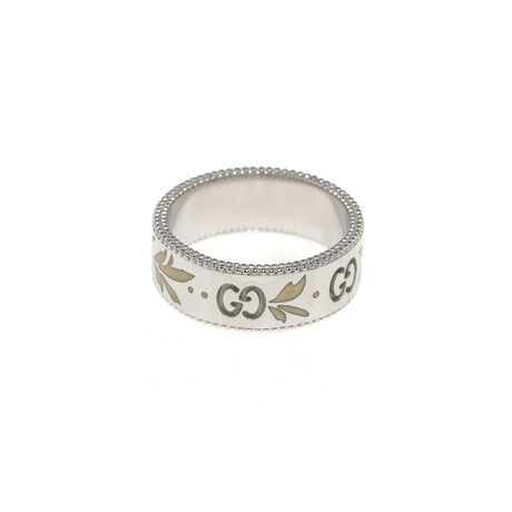 Gucci // Icon 18k White Gold + Enamel Ring // Ring Size: 4.5 // Store Display