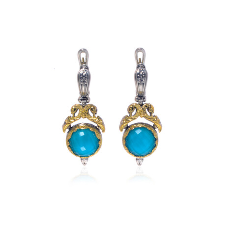 Konstantino // Sterling Silver + 18k Yellow Gold + Chrysocolla Earrings // Store Display