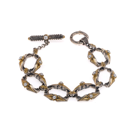 Konstantino // Amphitrite Sterling Silver + 18k Yellow Gold Pearl Bracelet // 7" // Store Display