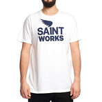 Saint Works Logo Tee // White + Indigo (L)