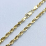 14K Solid Yellow Gold Rope Chain Bracelet // 3.5mm // 8"