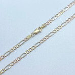 14K Solid Three-Toned Gold Figaro Necklace // 3.5mm (20")