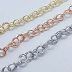 14K Solid White Gold // 6mm // Charm Link Chain Bracelet (7.5" // 3.5g)