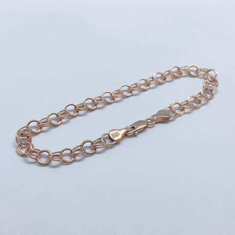 14K Solid Rose Gold // 6mm // Charm Link Chain Bracelet (7.5" // 3.5g)