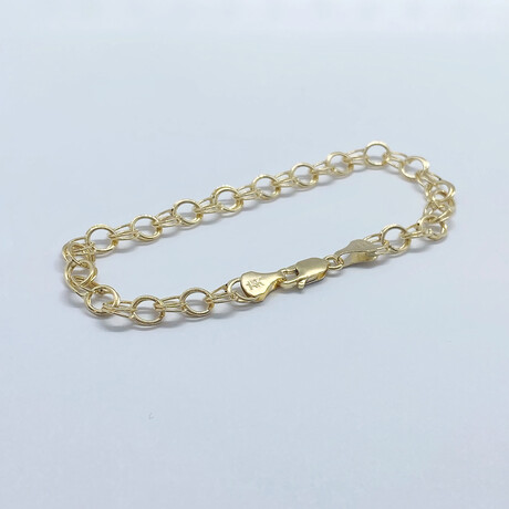 14K Solid Yellow Gold // 6mm // Charm Link Chain Bracelet (7.5" // 3.5g)
