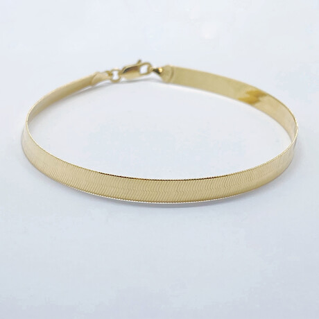14K Solid Yellow Gold // 5mm // Herringbone Chain Bracelet // 8"