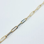 14K Solid Yellow Gold Paperclip Chain Bracelet // 4.2mm // 8"