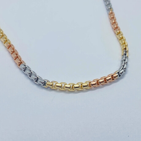 14K Solid Tricolor Gold // 3mm // Round Box Chain Necklace (18" // 11g)