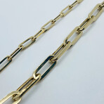 14K Solid Yellow Gold Paperclip Chain Bracelet // 6.5mm // 8"