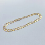 14K Solid Two-Toned Gold Cuban Chain Bracelet // 8" // 6mm