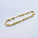 14K Solid Yellow Gold Rope Chain Bracelet // 5.5mm // 8"