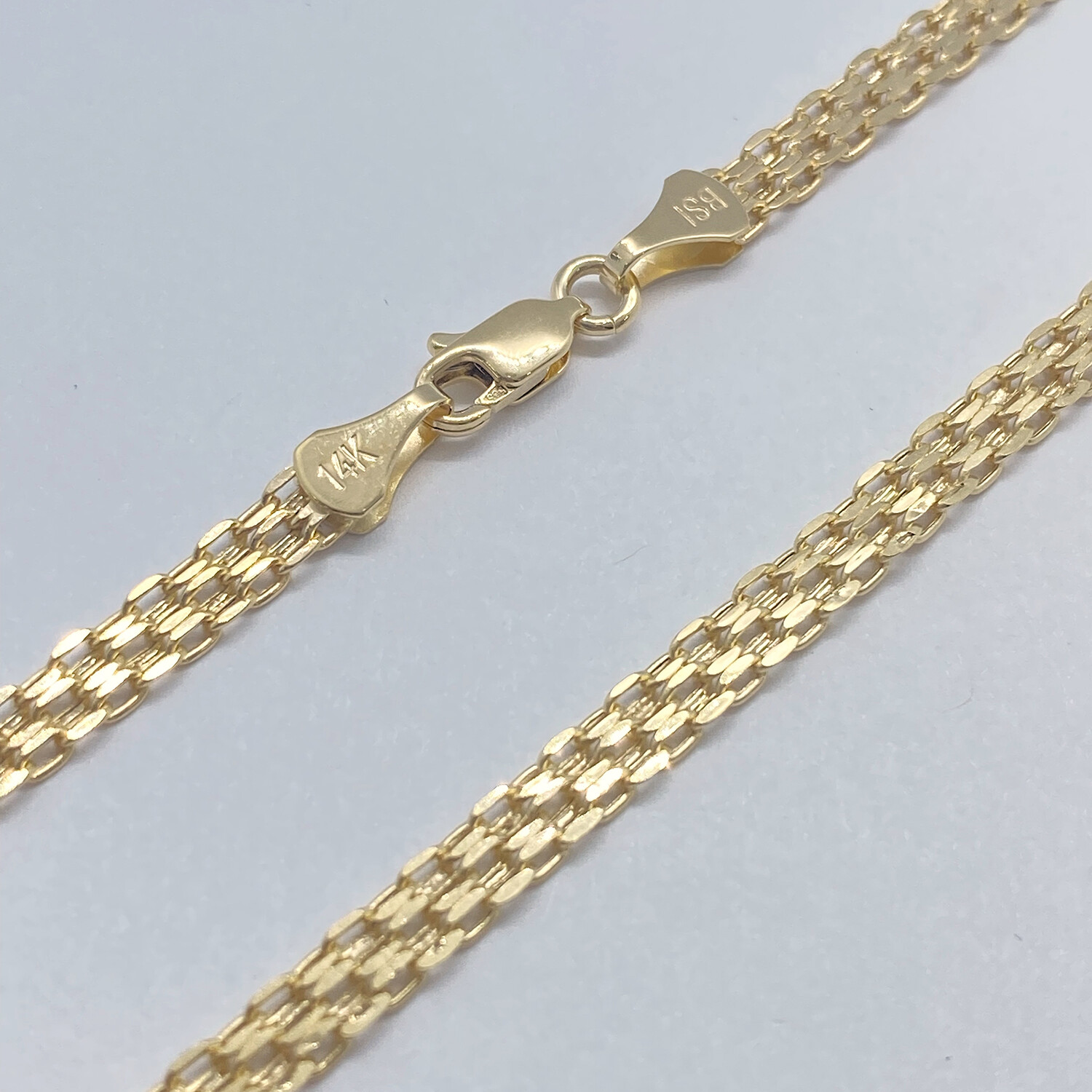 14K Solid Yellow Gold Bismark Chain Necklace // 3mm // 24